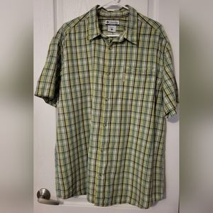 COLUMBIA MEN'S SHORT SLEEVED SHIRT SZ XL PLAID MULTI-COLORED EXCELLENT CONDITION